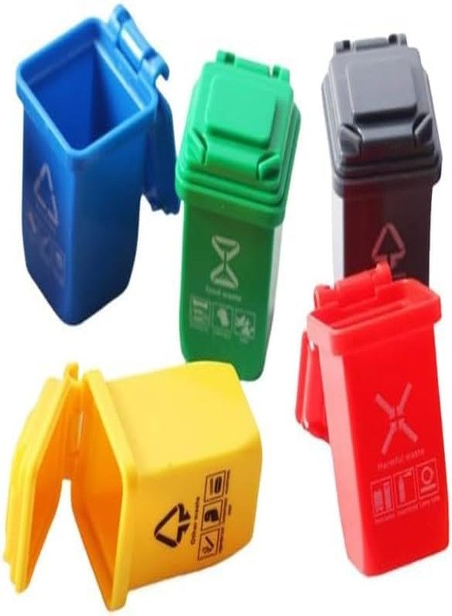Jizlan 5 Pcs Colourful 1: 12 Scale Life Scene Mini Trash Can Decor Waste Container Miniature Sorting Garbage Bin Model, Microscopic Scene Dollhouse Accessories - Image 1
